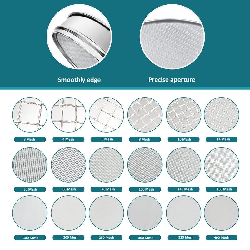 LVDALAB 304 Stainless Steel Lab Sieve Screen Mesh, 20 Mesh (0.9mm) Aperture Test Sieve, 15.75''(40cm) Diameter Economy Standard Analysis Sample Test Sieves for Industrial Laboratory Homes - Image 3